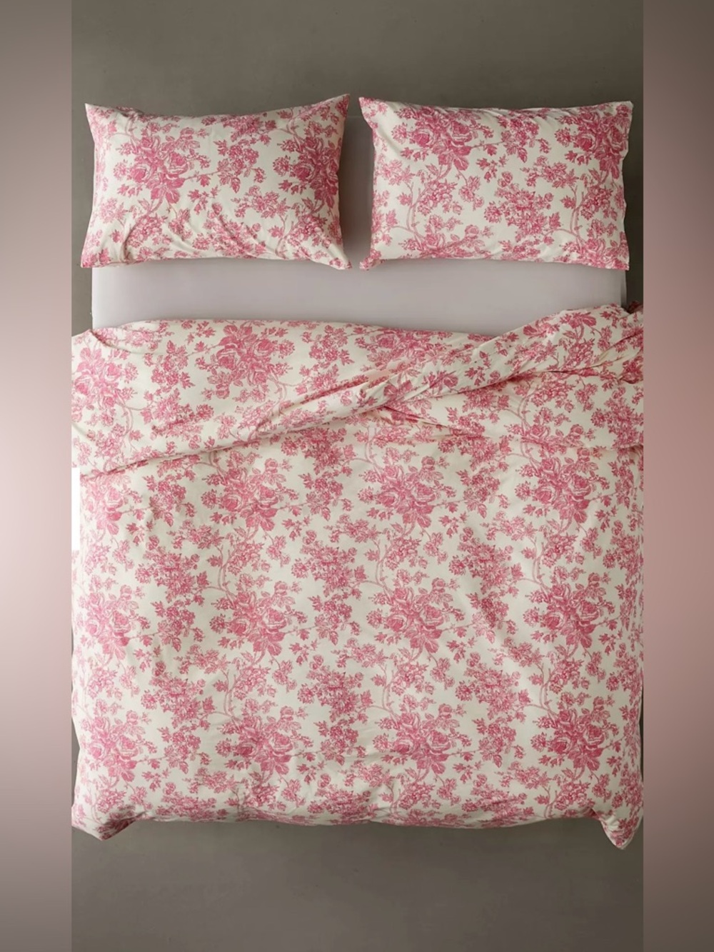 Urban Outfitters Pink Floral Cotton Duvet Cover set NWOT